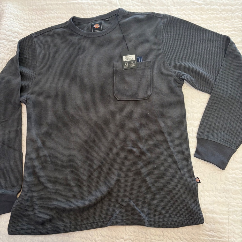 Dickies x Pop Trading Company Waffle Knit Long Sleeve Pocket Shirt Grey